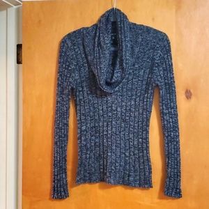 Sparkle sweater. Has silver threading. Cowl neck. Black and dk grey